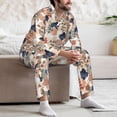 thumbnail image 7 of Lsque Watercolor Plants Pattern Long Sleeve Pajama Set for Men - Soft 2-Piece Sleepwear and Loungewear Set with Pockets, Comfy Nightwear-Small, 7 of 7