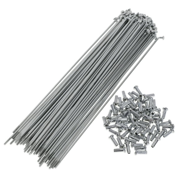 72 Set 14G Bicycle Spokes 183mm Bike Wheel Spokes Carbon Steel Galvanized Silver Tone