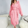 thumbnail image 2 of XIAONU Women's Waffle Plush Hooded Robe Loose Long Sleeve Wrap V Neck Loungewear Cozy Warm Relax Robes, 2 of 5