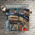 thumbnail image 2 of Ambesonne Medieval Quilted Coverlet 3 Pcs, Old Stone House Town, King Size, Grey Red Brown, 2 of 2