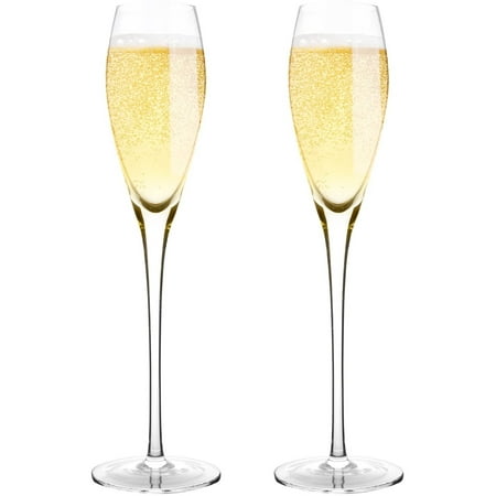 

Bella Vino 10.5 7 Oz Set of 2 Hand Premium Blown Crystal Champagne Flutes
