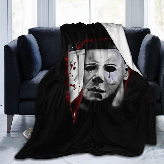 Horror Movie Michael Myers Throw Blanket 50"X40" Soft Flannel Lightweight Plush Air Conditioner Quilt Suitable For Sofa,Living Room,Bedroom,Double Bed