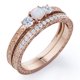 thumbnail image 1 of JeenMata Anillo de Bodas Estilo Catedral Eduardiano Art Déco con Ópalo Australiano de Talla Redonda de 1,75 Quilates y Moissanita, Pasado, Presente y Futuro, Engastado en Oro Rosa de 18 K sobre Plata, 1 of 6