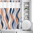 thumbnail image 3 of No Hook Shower Curtain, Orange Blue Striped Shower Curtains for Bathroom with See Through Top Window, Modern Abstract Vertical Waves Waterproof & Washable Bath Curtain Stall 48"x72", 3 of 9