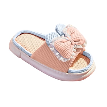 RKSTN Womens Slippers Shoes Linen Slippers Home Warm Bow Soft Sole Non-Slip Slippers,Slippers for Women Indoor Outdoor
