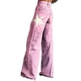 thumbnail image 2 of Women's Casual Pants Wide Leg Pants Women'S High Waisted Flower Patterned Pants Lightweight And Loose Casual Colorful Pants Heavyweight Pants,Pink Women's Casual Pants L, 2 of 7