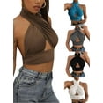 thumbnail image 7 of Baby Sweetie Women Summer Tank Tops, Cross Halter Neck Backless Close-Fitting Crop Tops for Street Party, 7 of 7