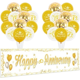 30th Pearl Wedding Anniversary Decorations 30th Silver Anniversary Balloons  Banner Heart Rings Cake Topper Satin Sash for 30th Couple Pearl Wedding