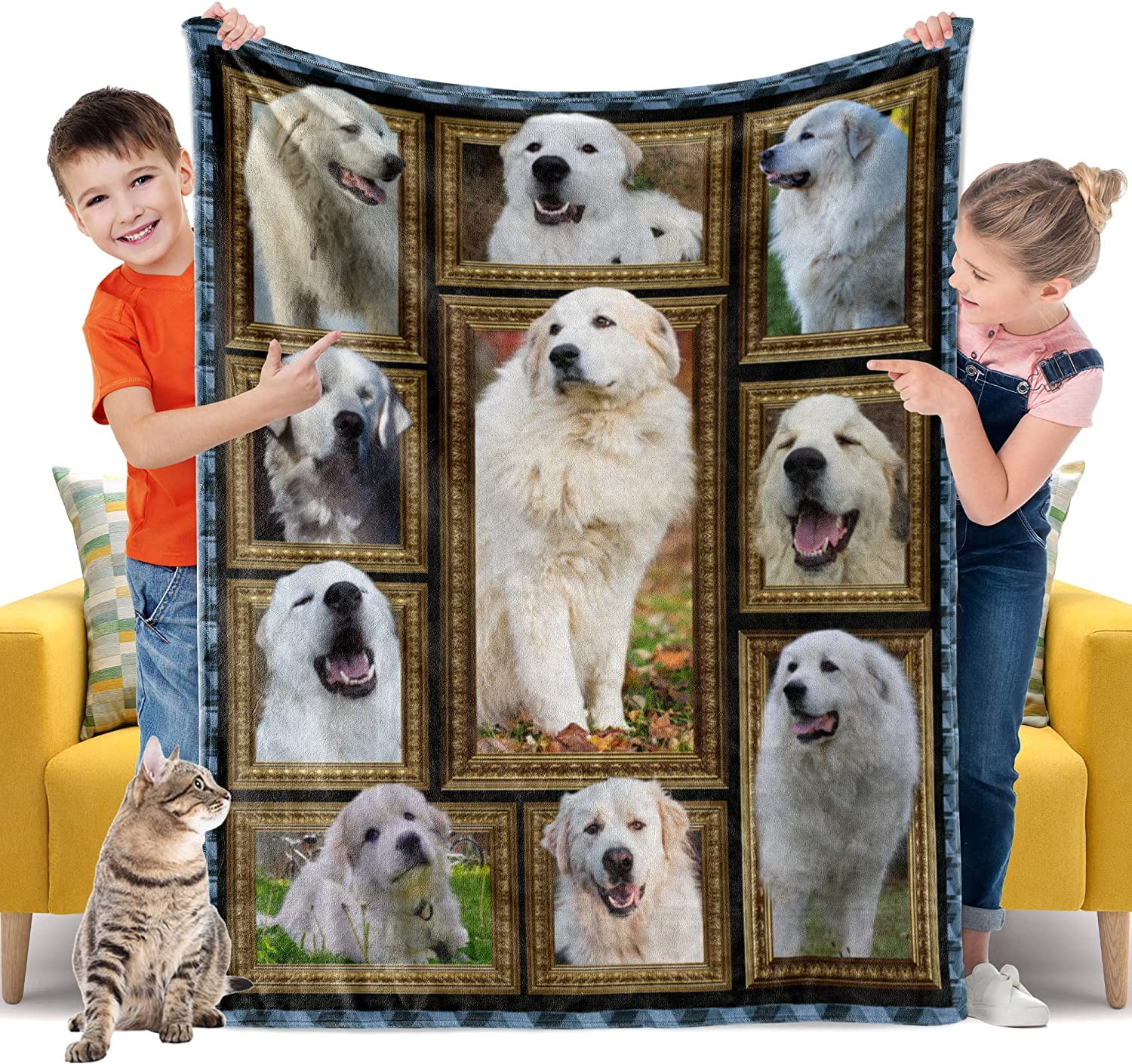 Great Pyrenees Dog Blanket for Boys Girls Kids, Dog Gifts for Girls