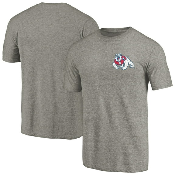 Men's Gray Heather Fresno State Bulldogs Left Chest Distressed Logo Tri-Blend T-Shirt