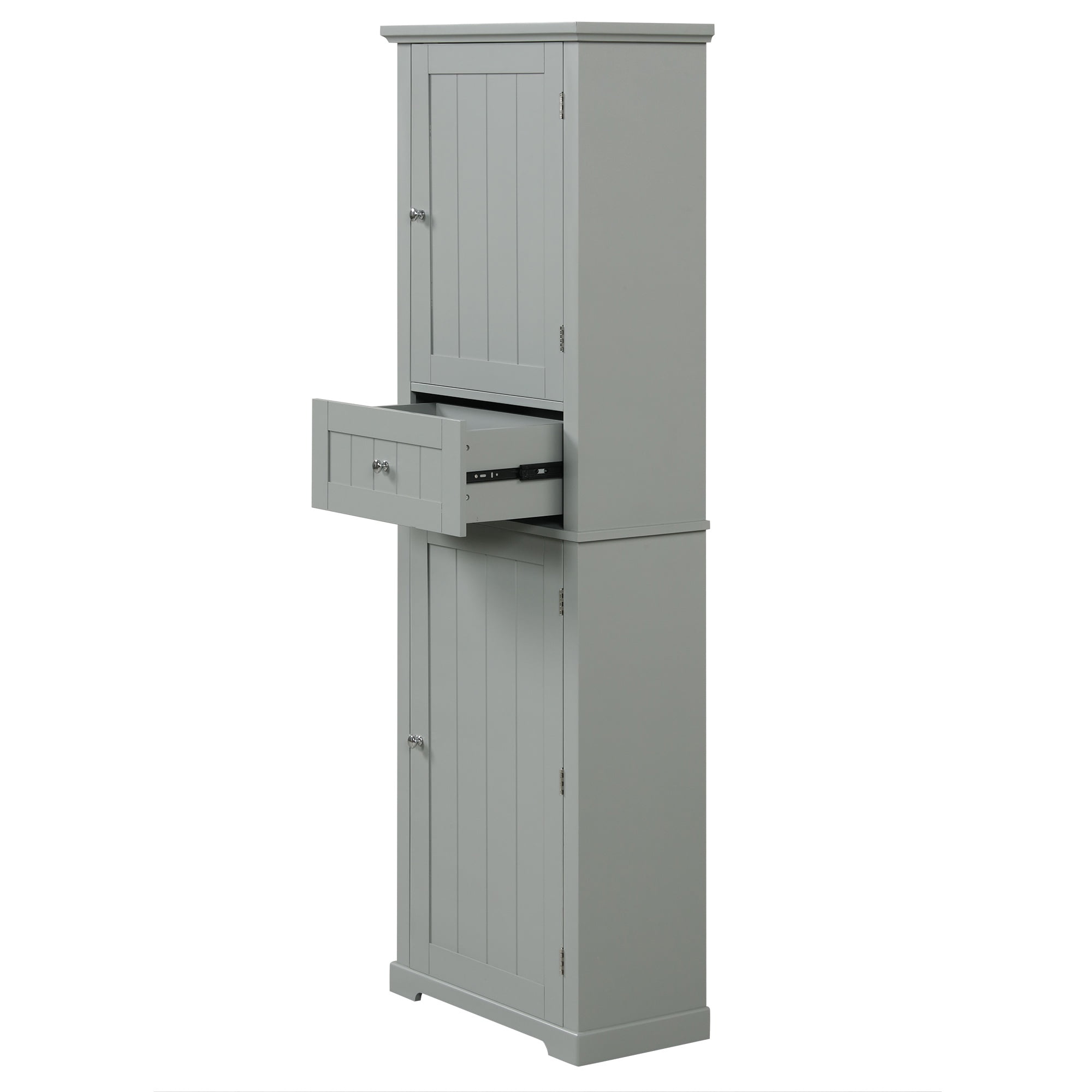 Bellemave 67.3”H Tall Bathroom Storage Cabinet Freestanding Storage Cabinet with 1 Drawer and 2 Doors Wooden Floor Cabinet with Adjustable Shelves for Home, Kitchen, Living Room, Gray