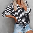 thumbnail image 2 of QIPOPIQ Chemises à Rayures pour Femmes à Boutons 2024 Col Rabattu Manches Longues Retroussables Liquidation, 2 of 9