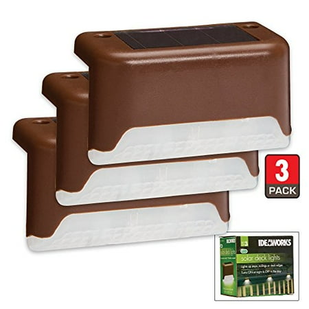 Ideaworks SET OF 3 SOLAR DECK LIGHTS Brown