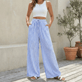 thumbnail image 7 of SOMER Women’s Wide Leg Pants Elastic Waist Striped Drawstring Lightweight Palazzo Pants Casual Lounge XL, 7 of 7