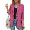 thumbnail image 2 of RYRJJ Business Casual Blazer for Women Suit Jackets Dressy Long Sleeve Open Front Work Office Blazer Lapel Button Jacket(Purple,3XL), 2 of 8