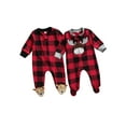 thumbnail image 3 of Liacowi Newborn Baby Girl Boy Christmas Buffalo Plaid Footie Romper One Piece Zipper Sleeper Clothes, 3 of 8