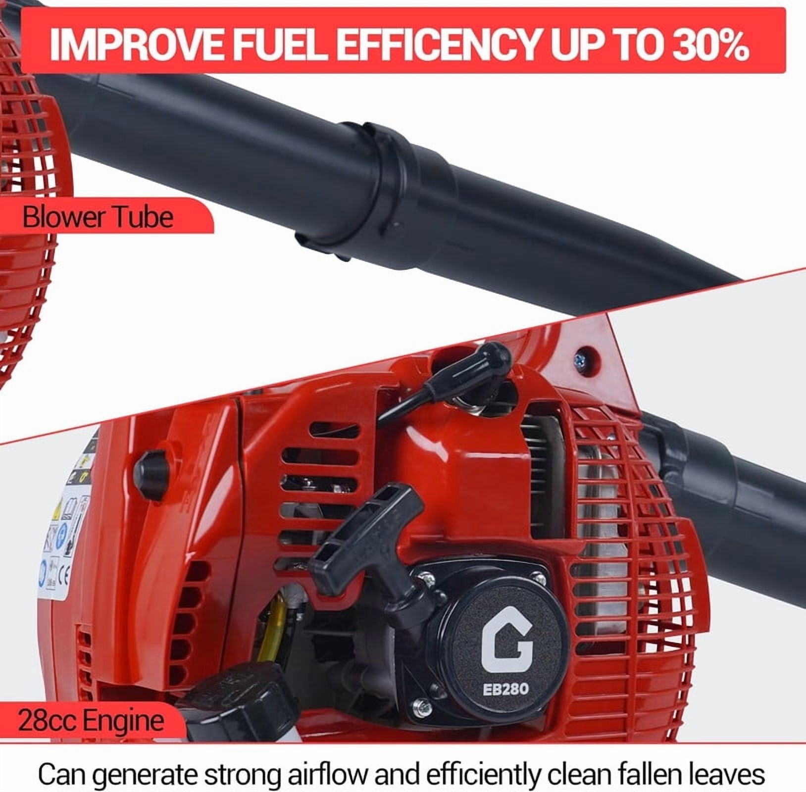 Towallmark Cordless Leaf Blower, 28CC 490-CFM 180-MPH Electric Leaf Blower with Battery - Gas-Powered Alternative for Lawn Care & Snow Removal - Handheld Leaf Blower Vacuum with Backpack Strap