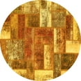 thumbnail image 1 of Ahgly Company Machine Washable Indoor Round Patchwork Yellow Transitional Area Rugs, 4' Round, 1 of 4
