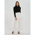 thumbnail image 6 of Women High Waist Casual Wide Leg Long Palazzo Pants Trousers Regular Size White XL, 6 of 7