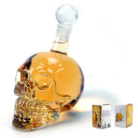 Conpik 3D Glass Skull Bottle Crystal Skull Bottle 125 350 550ML Shot Glass Drink Cocktail Beer Wine Cup Halloween Decoration