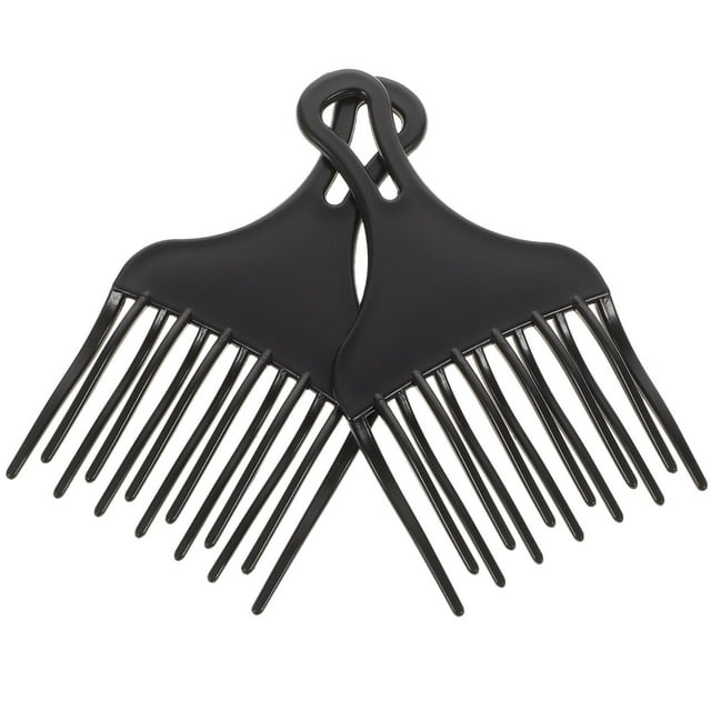 unbranded 2Pcs Black Hair Comb Plastic Wide Tooth for Men Salon and Personal Use