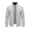 thumbnail image 2 of Mens Knit Jackets Full Zipper Stand Up Collar Solid Color Thicken Warm Slim Fashion Casual Fall Outerwear Gray S, 2 of 5