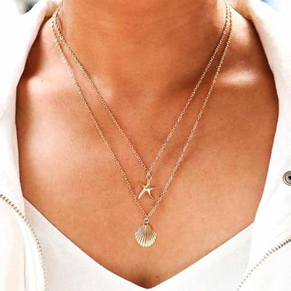 YYKihy Layered Necklace Chain Boho Pendant Necklaces Beach Costume Jewelry For Women