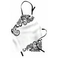 thumbnail image 1 of Henna Apron Floral Corner Ornaments with Swirls and Blossoms Monochrome Folkloric Inspirations, Unisex Kitchen Bib Apron with Adjustable Neck for Cooking Baking Gardening, Black White, by Ambesonne, 1 of 3