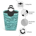 thumbnail image 4 of Waterproof Collapsible Laundry Hamper, Cyan Abstract Line Graffiti Aluminum Handle Laundry Bag Storage Basket, 50L, 4 of 6