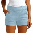 thumbnail image 2 of BLVB Shorts for Women High Waisted Dressy Casual Summer Comfy Rolled Hem Stretch Twill Shorts with Pockets, 2 of 7