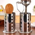 thumbnail image 2 of Shoreew Stainless Steel Chopstick Storage Barrel Knife Fork Holder Large Capacity Hollow Breathable Kitchen Utensils Storage Rack, 2 of 7