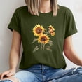 thumbnail image 4 of BiZtdJrK Summer Top for Women Sunflower Graphic Tees Teen Girls Cute Print T-Shirt Army Green XXXL, 4 of 6