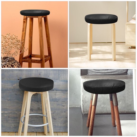 Luxshiny 2-Pack Round PU Bar Stool Seat Covers Cushions Easy to Clean for Home and General Use