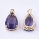 thumbnail image 2 of 5 colgantes de cristal transparente con forma de lágrima y herrajes de latón. Colgantes de cristal facetado con forma de lágrima para la creación de joyas., 2 of 2
