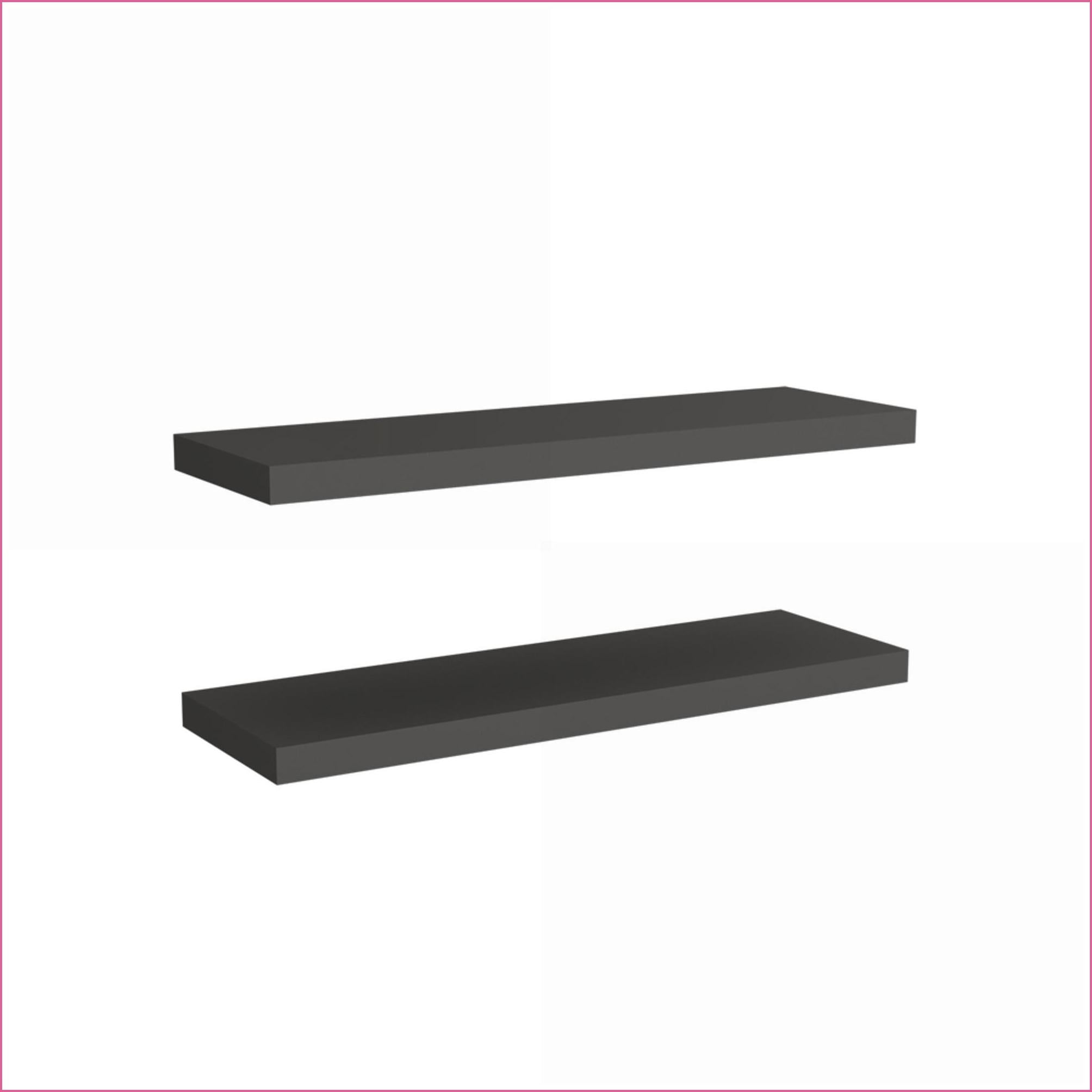 Floating Shelves Set of 2, Modern Space-Saving Wall Mounted | Matte Gray | Engineered Wood