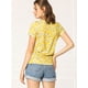 thumbnail image 5 of Top de blusa floral Allegra K de verano manga corta Amarillo M, 5 of 6