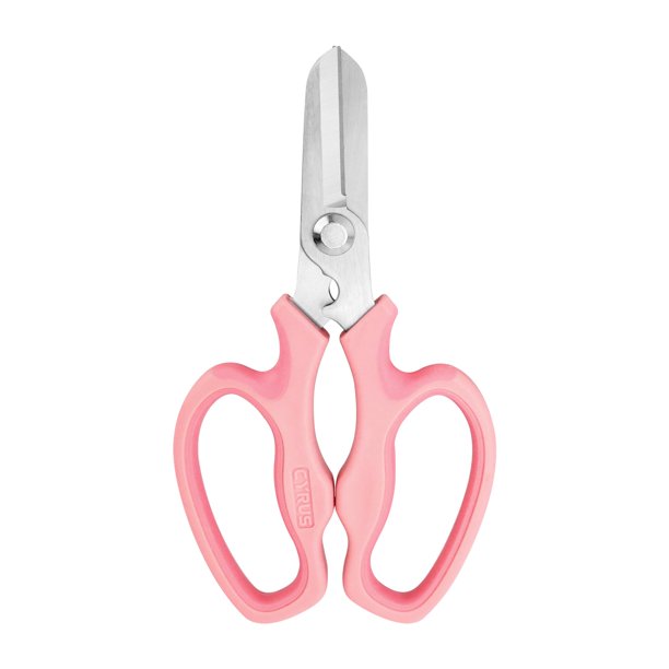 Tijeras de podar de jardín CYRUS de 19 cm con quitapúas, color rosa