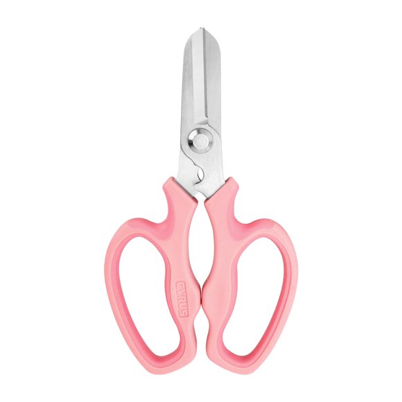 Tijeras de podar de jardín CYRUS de 19 cm con quitapúas, color rosa