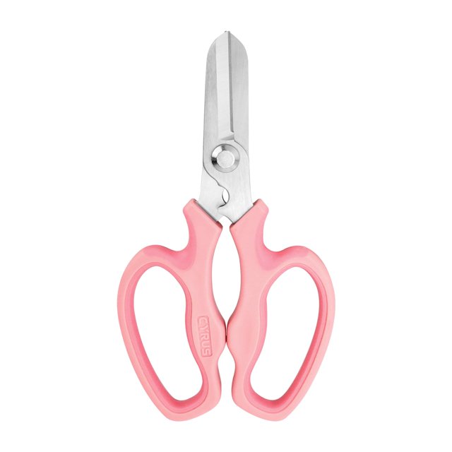 Tijeras de podar de jardín CYRUS de 19 cm con quitapúas, color rosa
