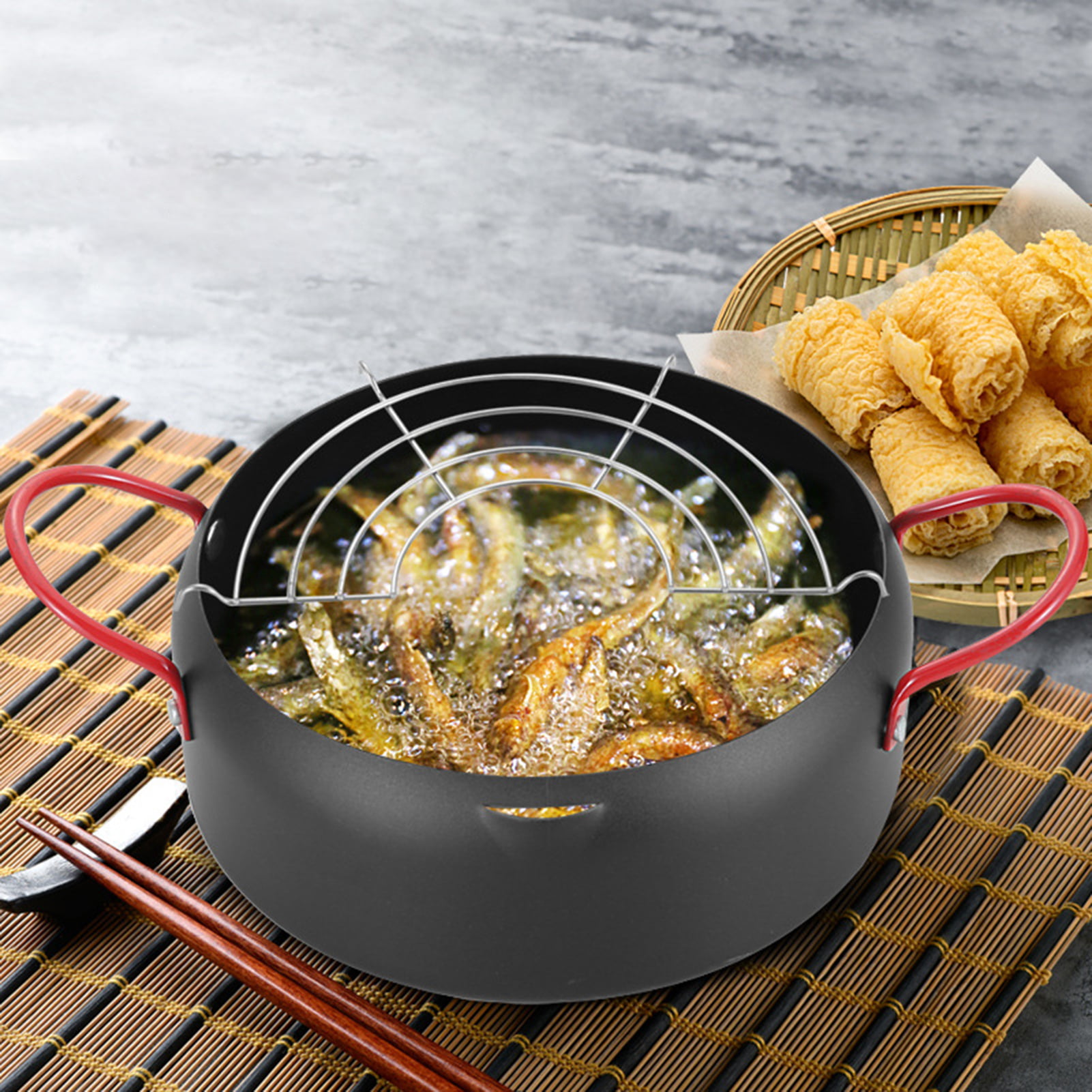 ACOUTO Tempura Deep Frying Pot With Thermometer And Oil Drip Rack Japanese  Stainless Steel Fryer Pan For Induction Cooker, For Frying Chicken French  Fries Frying Fish And Shrimp (deep Green) 