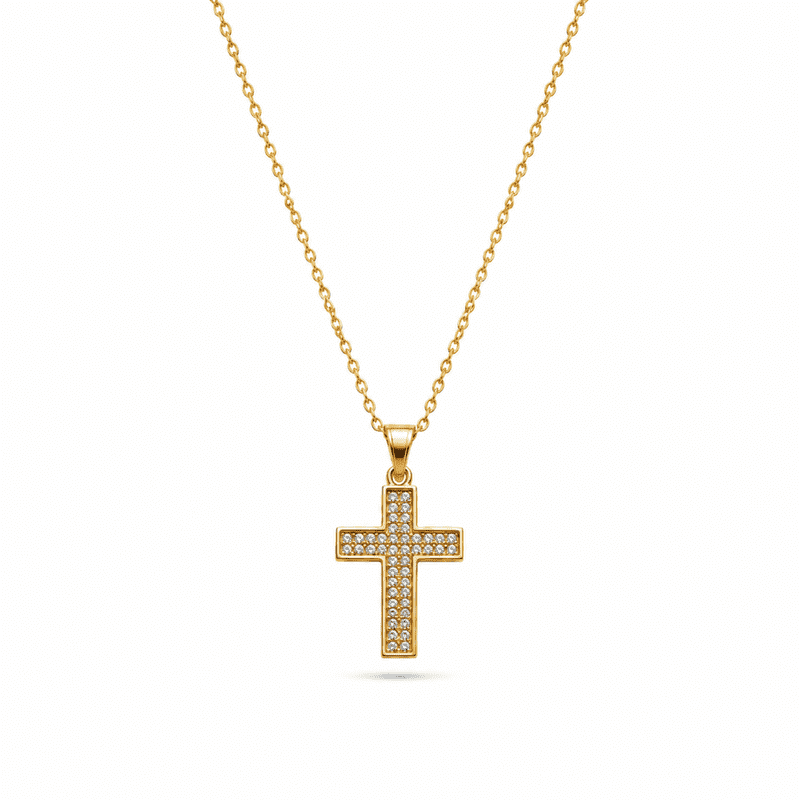 Apex Global Hub - Detailed Cross Pendant Necklace with Bright Accents Religious Faith Jewelry Chain for Everyday Wear Special Occasions and Gifting One Size