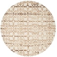 thumbnail image 2 of Safavieh Dip Dye Flower Distressed Wool Area Rug, Ivory/Camel, 7' x 7' Round, 2 of 7