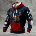 thumbnail image 2 of 4th of July Sweatshirt Men 250 Anniversary USA Flag Print Hoodie Casual Long Sleeve Drawstring Waffle Pullover with Pocket, 2 of 3