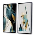 thumbnail image 3 of Designart "Turquoise Retro Minimalism Pirouette IX" Modern Geometric Framed Wall Art Set Of 2 - Modern Gold Gallery Wall Frame Set For Home Decor, 3 of 6