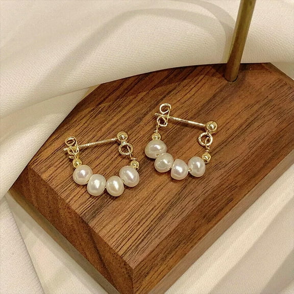K-KED 925 silver white pearl hoop earrings, 18K gold plated, fashionable and charming