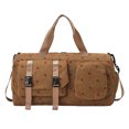 thumbnail image 2 of Corduroy Strawberry Travel Duffel Bag for Women Girls Large Weekender Bag with Shoe Compartment Wet Pocket Foldable Overnight Dance Gym Sports Bag (Brown), 2 of 8