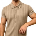 thumbnail image 5 of FRSASU Men's Knit Polo Shirt Vintage Button Down Shirt Short Sleeve Summer Beach Hawaiian Shirts Brown, 5 of 7