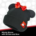 thumbnail image 6 of Disney Minnie Mouse Beanie Hat, Faux Fur Cuffed Winter Knit Cap with 3D Ears and Bow, Black, One Size, 6 of 6