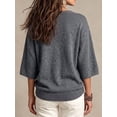 thumbnail image 2 of Casual Loose Round Neck 3/4 Sleeve Knit Basic Batwing Sleeve Design Women's Spring/Autumn Knit Top, 2 of 7