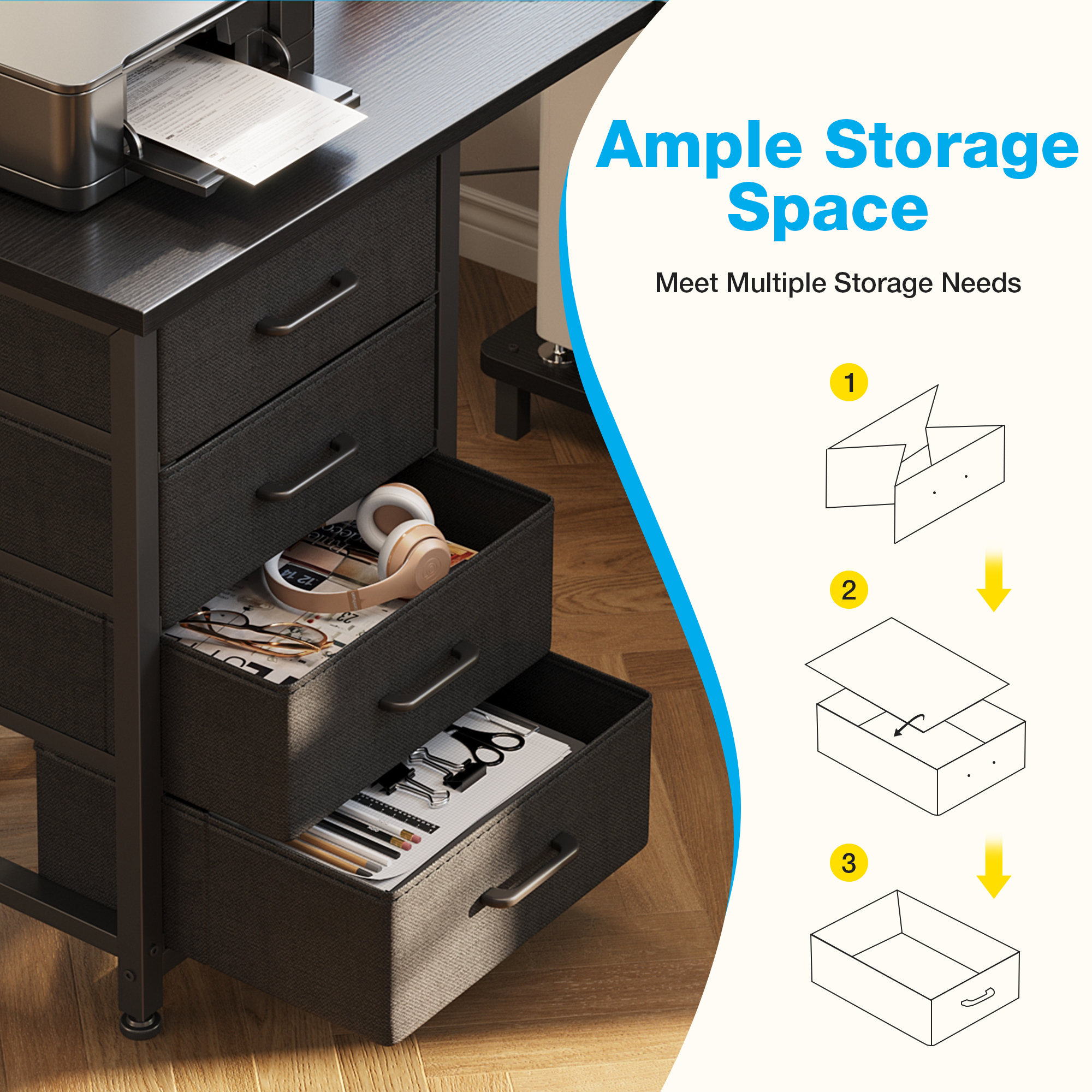 Casacomoda 53" L-Shaped Computer Desk with Charging Station photo 8